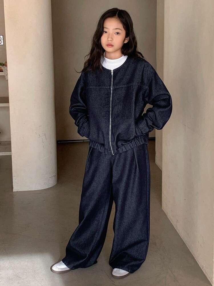 Dazy Kids 少女牛仔套装 - 藍色 - 查看 4