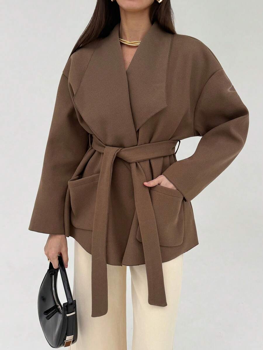 Aloruh Áo khoác dài tay tối giản màu trơn dành cho nữ, trang phục mùa thu mặc hàng ngày, kiểu dáng tôn dáng, là chiếc áo khoác đa năng mùa thu/đông hoàn hảo cho những buổi hẹn hò và những dịp lãng mạn.