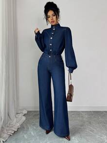 Elenzga Elegant & Casual Women Denim Set - Blue - View 6