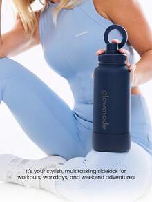 GLOWMODE 1L 即饮式双层不锈钢环形手柄磁性手机支架防滑底座水瓶日常休闲办公室活动 - 藏蓝色 - 查看 6