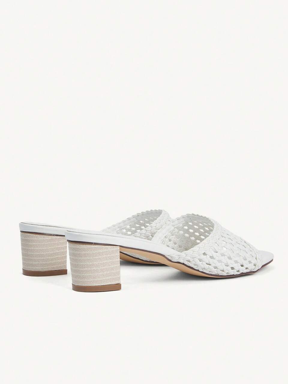CUCCOO CHICEST Women's Elegant Fashionable White Woven Square Toe High Heel Sandals For Christmas