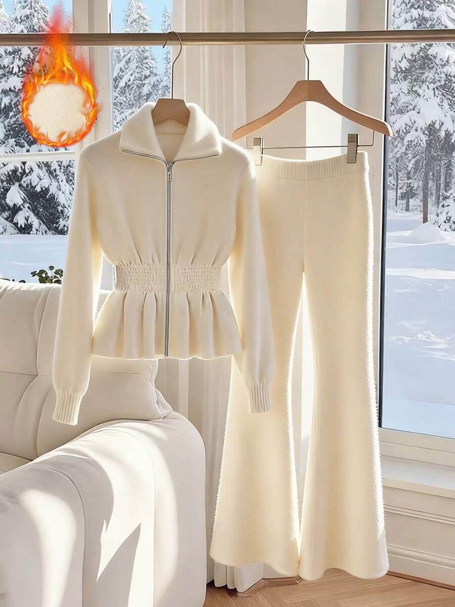 Franclia 2件套女士简约韩版温柔优雅焕新毛衣套装，秋冬