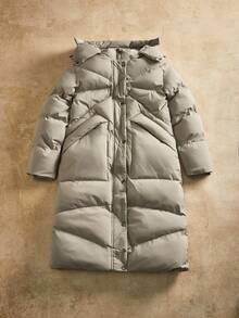 Anewsta Thick Long Hooded Quilted Women Jacket - Grey - View 3