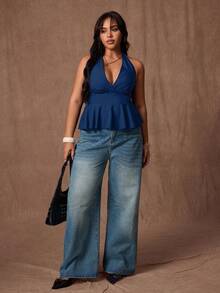 Rustia Plus Size Women's Black Camisole Tank Top, Casual And Commuter Wear Casual - Navy Blue - View 6