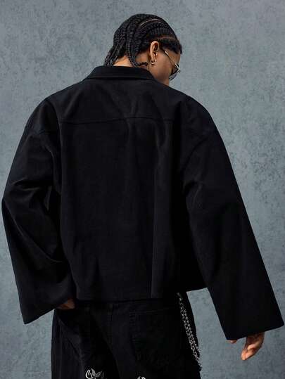 Street Life Veste élégante à manches longues et col avec broderie florale pour hommes