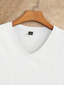 Manfinity BRENVOR 3 chiếc/gói Áo thun nam tay ngắn dệt kim màu trơn thường ngày, thích hợp mặc hàng ngày, mùa hè - trắng - Xem 9