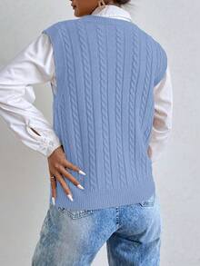 SHEIN Unity 女士休闲百搭纯色针织背心 - 藍色 - 查看 2