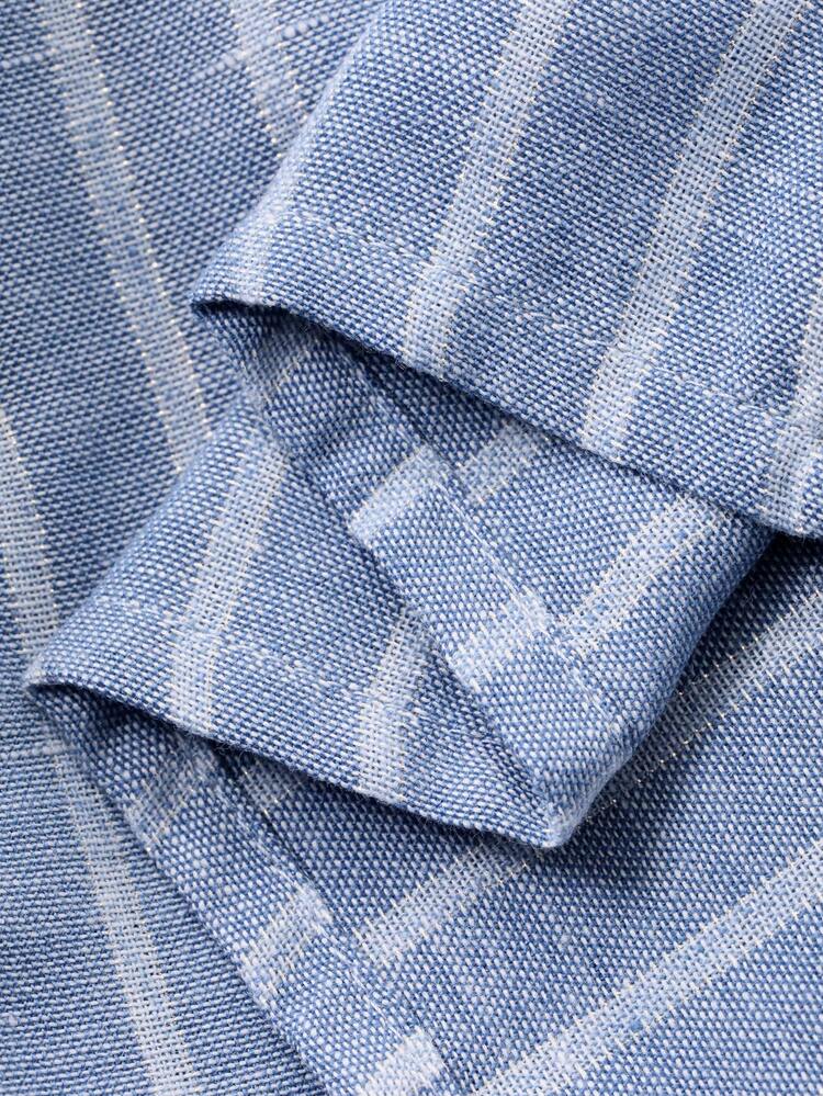 Tween Girls Turndown Collar Striped Long Sleeve Woven Shirt