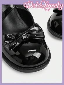 Dola Lovely 女士黑色交叉蝴蝶结可爱洛丽塔漆皮厚底玛丽珍鞋，适合万圣节、圣诞节、感恩节 - 黑色 - 查看 4