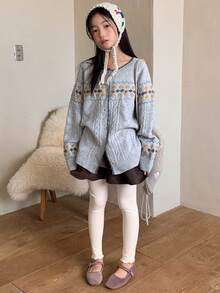 DAZY Tween Girls Thermal Lined Leggings Tights - Multicolor - View 2