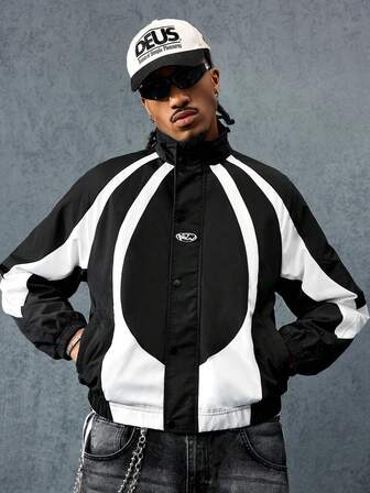 Street Life Men's Casual Contrast Color Print Button-Up Padded Coat, Winter