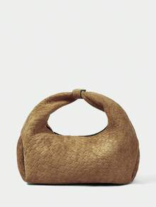 SHECARRY Women's Handbag, Brown Embossed Suede Material