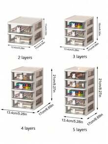 小型桌面收纳盒，带抽屉，办公桌面储物盒，名片/钢笔/铅笔/手机/文具收纳盒，化妆品收纳盒，适用于办公室、学校、家庭 - 彩色 - 查看 9