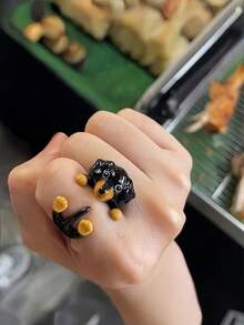 Joivida 可爱狗狗戒指，女士专属 - 萌萌的动物饰品，小狗造型，可调节叠戴戒指，送给爱狗人士的时尚礼物 - 彩色 - 查看 4