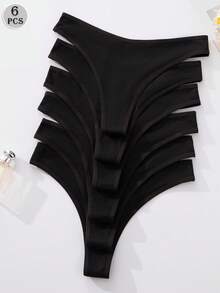 SHEIN Quần lót lọt khe thoải mái, dễ chịu cho nữ (6 cái/gói) - màu đen - Xem 2