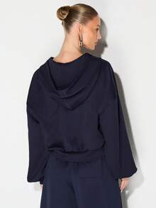 KIZN Sudadera con capucha con cremallera completa y cordón para mujer - Sudadera casual de uso diario para otoño e invierno - Azul - Ver 2