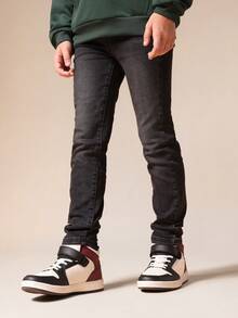 SUMWON Boys Skinny Fit Charcoal Wash Denim Jeans For School Casual Everyday Wear - Black - View 2