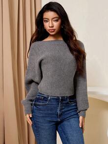 Lyxana Women's V-Neck Tie Front/Back Reversible Knit Top - Grey - View 7