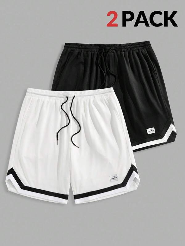 EASEVO Pantalones cortos deportivos casuales en negro y blanco para hombres de talla grande, adecuados para el verano