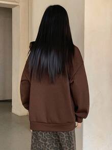 Dazy Kids Tween Girls' Solid Color Knitted Fleece Hooded Sweatshirt, Fall - Brown - View 2