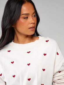MISSGUIDED 心形图案针织套头毛衣 长袖休闲假日圣诞毛衣 - 彩色 - 查看 5