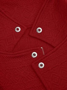 GlowEve 翻领纹理面料拉链休闲机车夹克 - 紅色 - 查看 8