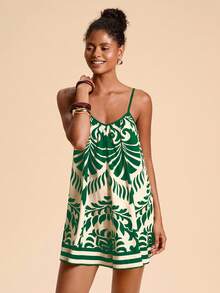 Travachic Vacation Printed Sleeveless Jumpsuit For Women - Green - View 7