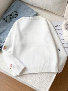 SHEIN Sparklyn 秋冬季南瓜提花针织套头毛衣，女童款，可爱百搭 - 彩色 - 查看 2