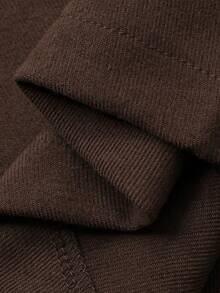 DAZY Set casual da donna composto da camicia con tasche e pantaloni in tinta unita, completo da relax autunnale - Caffè Marrone - Visualizzare 7