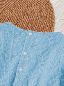 Vintaside Kids Baby Girls' Sweet Mesh Long Sleeve Loose Dress, Suitable For Outings, Parties And Gatherings, Spring/Autumn - Blue - View 4