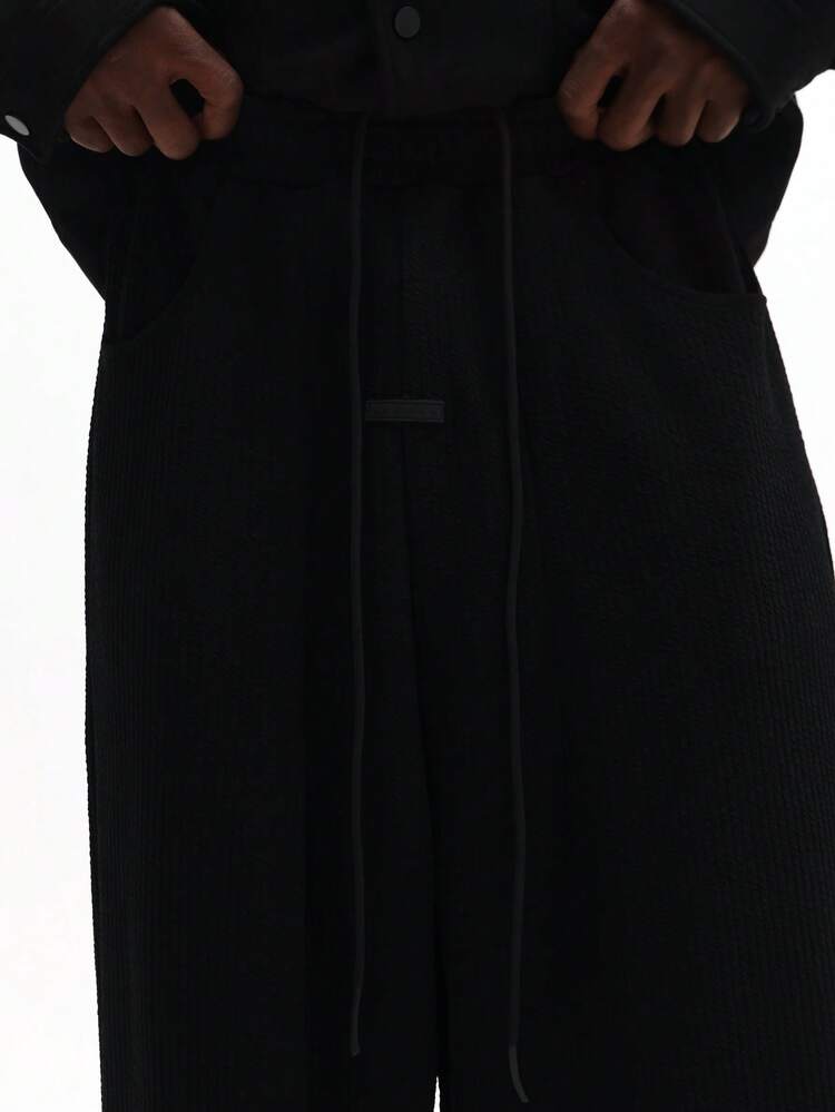 Ribbed Texture Straight Leg Sweatpants