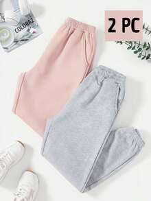 Mujer pantalón deportivo casual alta elasticidad con cintura elástica y bolsillos estilo holgado largo para primavera verano diario - Multicolor 4 - Ver 1