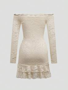 Eryvara Women's Off-Shoulder Long Sleeve Lace Patchwork Mini Dress, Summer Dress, Spring Outfit