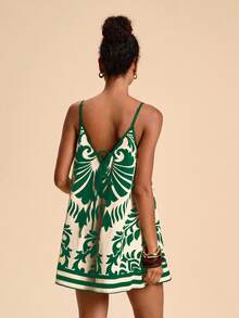 Travachic Vacation Printed Sleeveless Jumpsuit For Women - Green - View 2