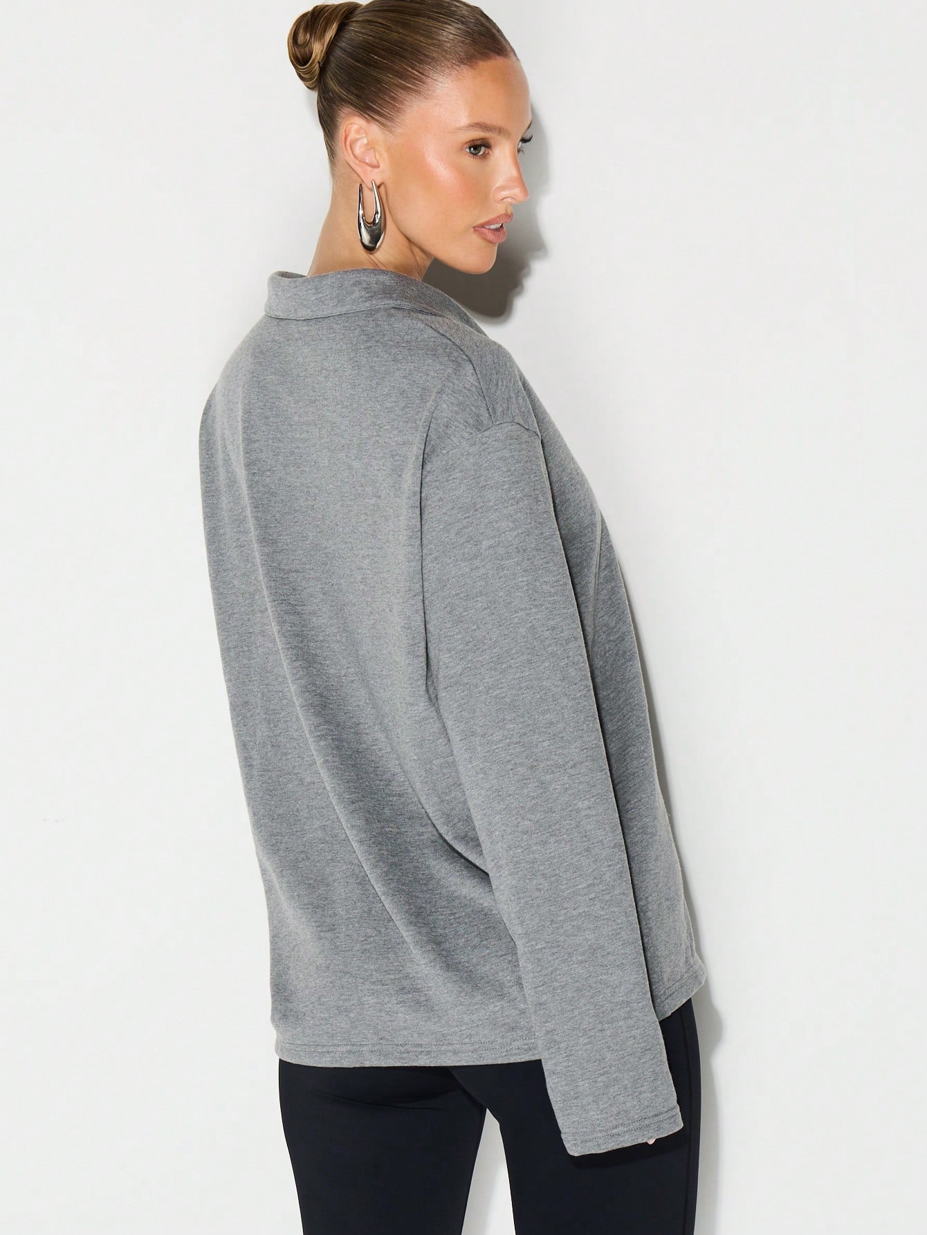 KIZN Langärmliges Poloshirt mit Kragen und Metalllasche