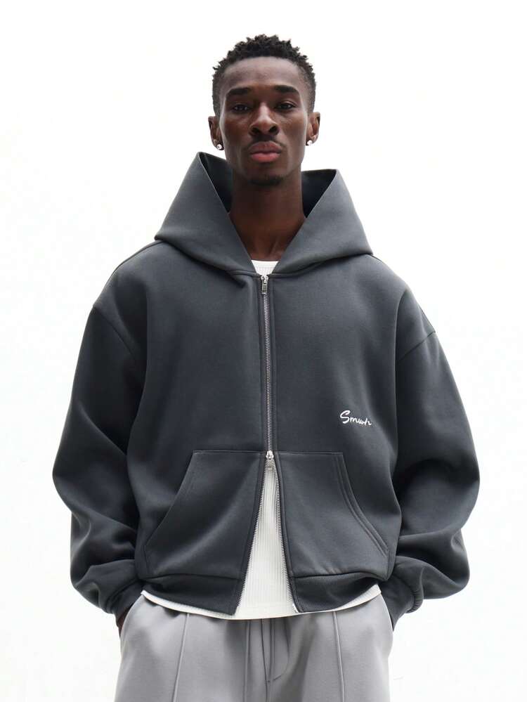 Boxy Fit Zip Hoodie With City Print