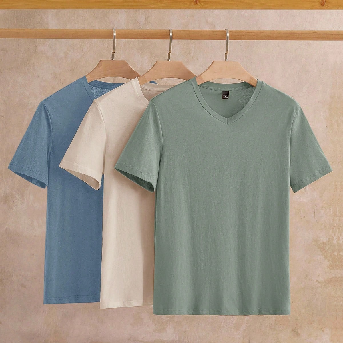 Pcs/paquete Camisetas de punto de manga corta de unicolor casual para hombres, adecuadas para uso diario, camisetas lisas de verano, camisetas suaves,