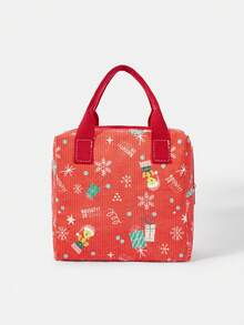 LOONEY TUNES X SHEIN Túi đựng cơm trưa bằng vải nhung kẻ nhiều màu, túi đựng cơm trưa phong cách học sinh, phù hợp cho nhân viên văn phòng và học sinh - Hoạt hình - Xem 5