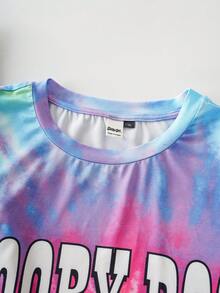 SCOOBY-DOO X SHEIN 大码扎染字母卡通图案短袖T恤，夏季休闲款 - 彩色 - 查看 5