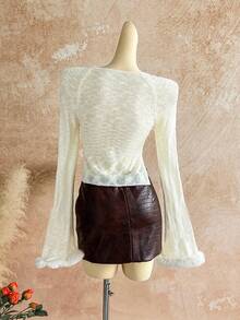 Soleia Party Casual Solid Color Slim Fit Long Sleeve Women Sweater, Suitable For Everyday Wear - White - View 2