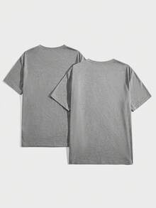 Manfinity VCAY Men's 2pcs Knitted Heart & Letter Printed Short Sleeve T-Shirts - Light Grey - View 2