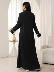 Al Najma Casual Collared Color Block Hem Slit Midi Dress, Autumn/Winter