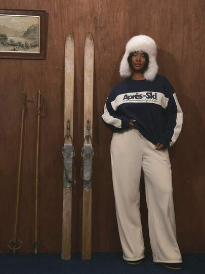 MUSERA Pantalones de chándal con cintura elástica y detalle de costura en la pernera ancha, para otoño, invierno, Navidad, vacaciones, acogedor, lindo, festivo, esquí, après-ski