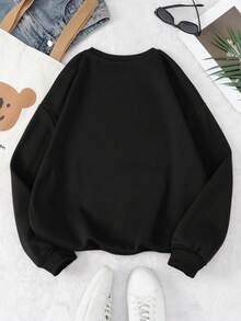 INAWLY 女士卫衣，刺绣“人权拥护者”卫衣，简约刺绣圆领衫，平等社会正义T恤，行动主义礼物T恤，圣诞礼物，送给女友和闺蜜的礼物，情侣礼物，适合居家穿着，长袖抓绒保暖秋冬针织衫，2025新款女士卫衣 - 黑色 - 查看 3