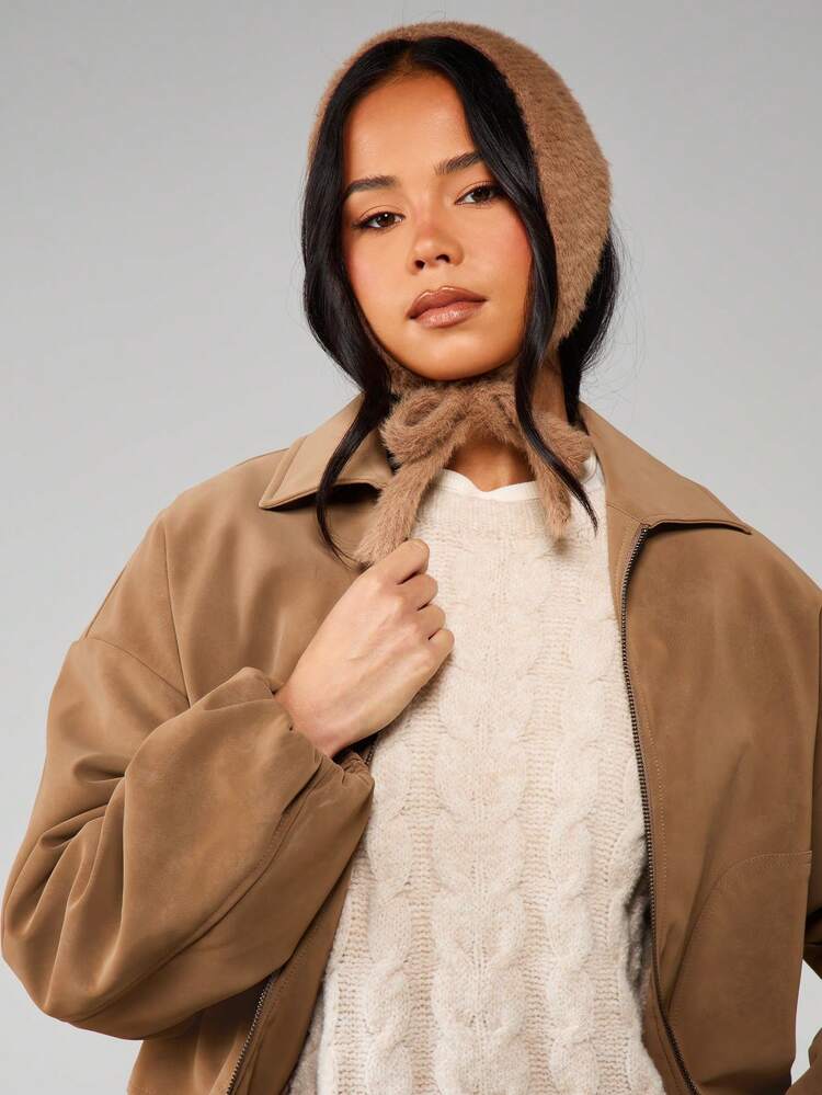 MISSGUIDED Faux Fur Head Wrap Hood Scarf Winter Warm Cozy Fashion Accessory Fall Cold Weather Neck Warmer