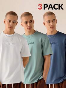 Manfinity VCAY Multi-Piece Sets Men's Knitted Casual Loose Fit Short Sleeve T-Shirts For Daily & Young Wear - Multicolor - View 1