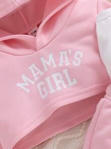 3件套幼儿女童休闲运动简约卫衣套装，春秋季 - 粉色 - 查看 5