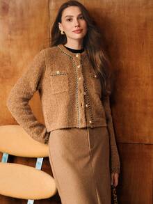 MOTF PREMIUM 羊毛对比开衫