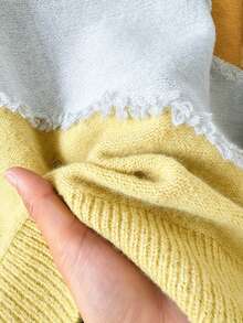 CosyJoli Áo len chui đầu cổ tròn họa tiết tua rua hình râu mèo cỡ lớn - Màu vàng - Xem 7