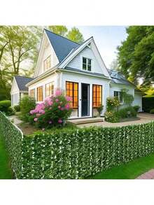 1 件可扩展人造常春藤隐私栅栏屏风 - 塑料藤叶板，适用于人造绿墙、户外花园、露台、阳台装饰、多用途绿化树篱覆盖物，适用于母亲节毕业典礼栅栏装饰、夏季翻新装饰 - 彩色 - 查看 9